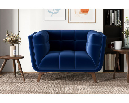 Ashcroft™ Addison Mid-Century Modern Velvet Lounge Chair - Dark Blue