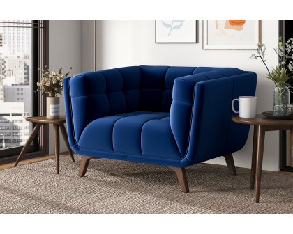 Ashcroft™ Addison Mid-Century Modern Velvet Lounge Chair - Dark Blue