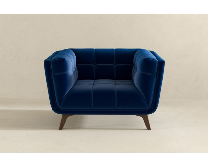 Ashcroft™ Addison Mid-Century Modern Velvet Lounge Chair - Dark Blue