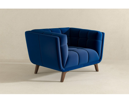 Ashcroft™ Addison Mid-Century Modern Velvet Lounge Chair - Dark Blue