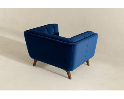 Ashcroft™ Addison Mid-Century Modern Velvet Lounge Chair - Dark Blue