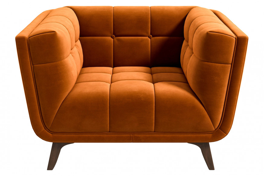 Ashcroft™ Addison Mid-Century Modern Velvet Lounge Chair - Burnt Orange