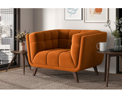 Ashcroft™ Addison Mid-Century Modern Velvet Lounge Chair - Burnt Orange