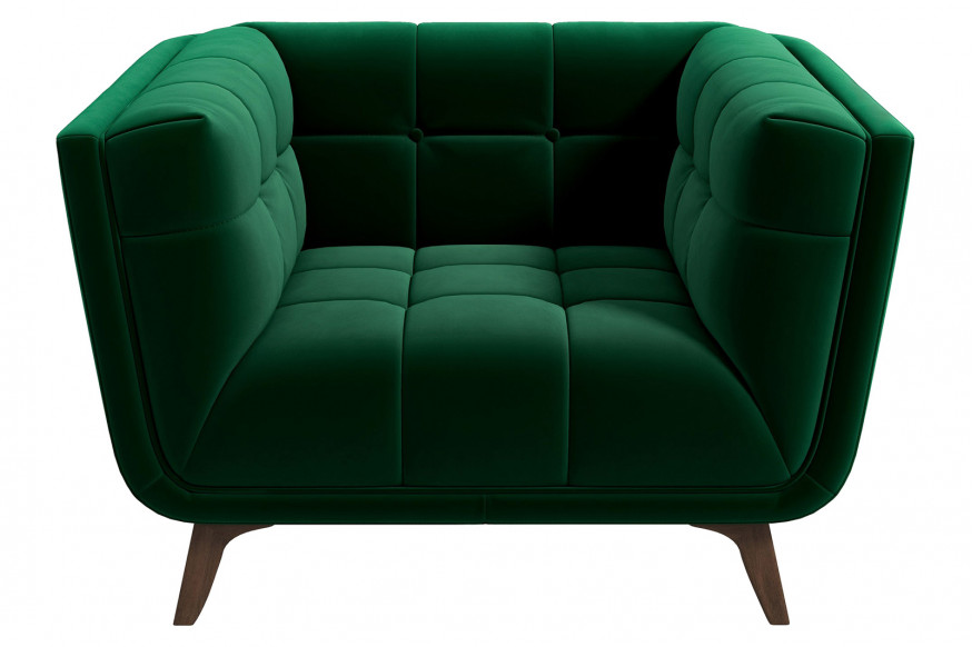 Ashcroft™ Addison Mid-Century Modern Velvet Lounge Chair - Dark Green