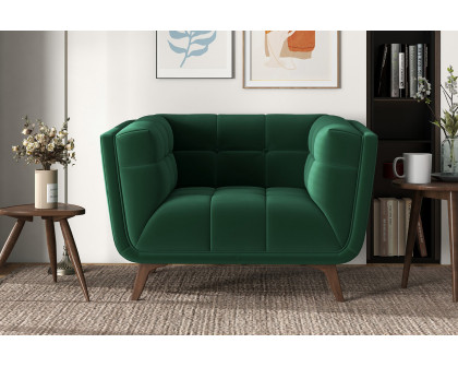 Ashcroft™ Addison Mid-Century Modern Velvet Lounge Chair - Dark Green