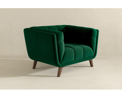 Ashcroft™ Addison Mid-Century Modern Velvet Lounge Chair - Dark Green