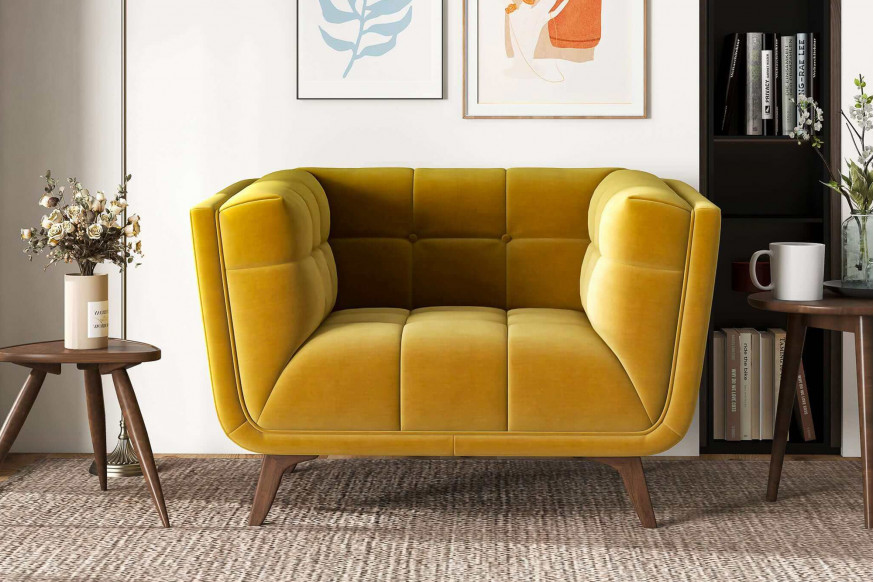 Ashcroft™ Addison Mid-Century Modern Velvet Lounge Chair - Gold