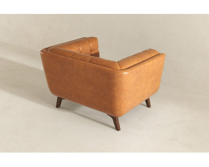 Ashcroft™ Addison Mid-Century Modern Leather Lounge Chair - Cognac