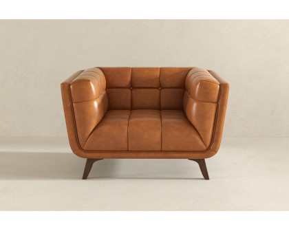 Ashcroft™ Addison Mid-Century Modern Leather Lounge Chair - Cognac