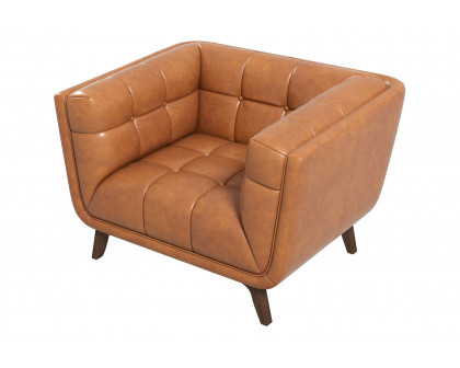 Ashcroft™ Addison Mid-Century Modern Leather Lounge Chair - Cognac