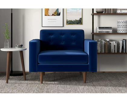 Ashcroft™ Casey Velvet Lounge Chair - Blue