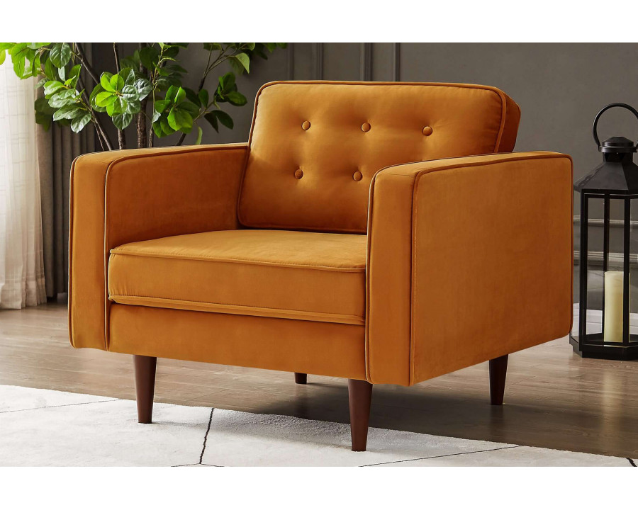 Ashcroft Casey Velvet Lounge Chair - Burnt Orange