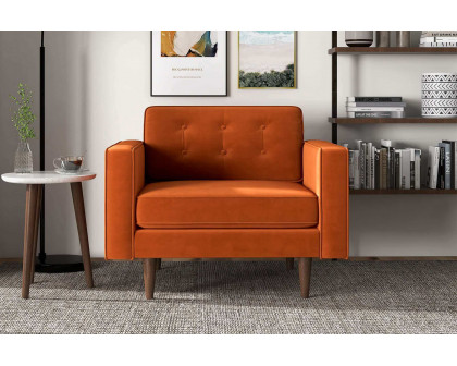 Ashcroft™ Casey Velvet Lounge Chair - Burnt Orange