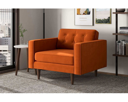 Ashcroft™ Casey Velvet Lounge Chair - Burnt Orange