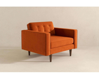 Ashcroft™ Casey Velvet Lounge Chair - Burnt Orange