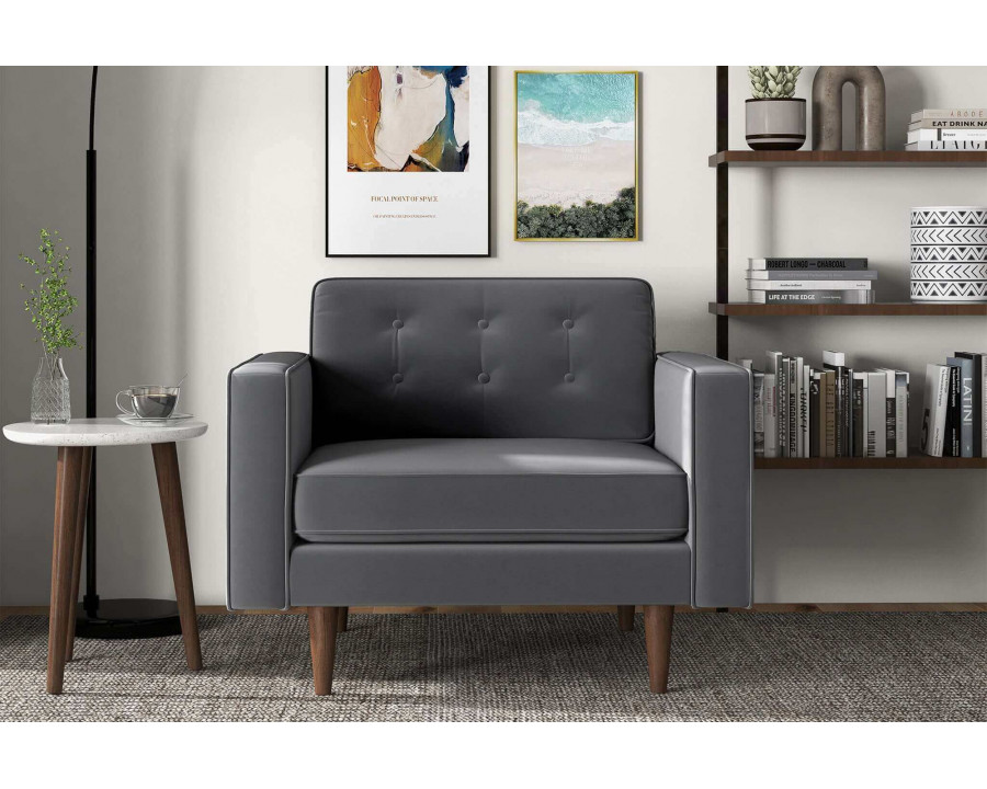 Ashcroft Casey Velvet Lounge Chair - Gray