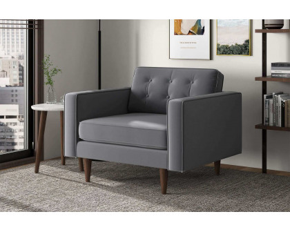 Ashcroft™ Casey Velvet Lounge Chair - Gray