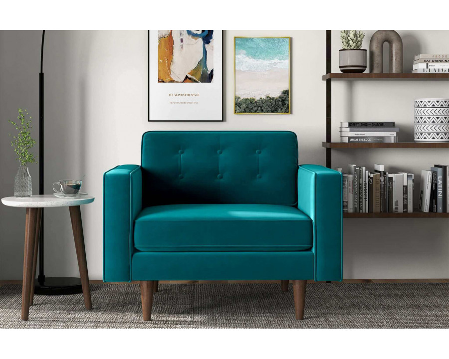 Ashcroft Casey Velvet Lounge Chair - Teal