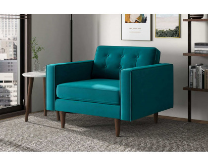 Ashcroft™ Casey Velvet Lounge Chair - Teal