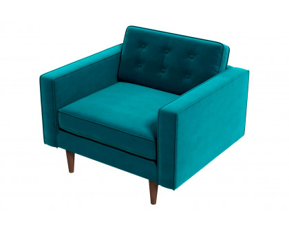 Ashcroft™ Casey Velvet Lounge Chair - Teal