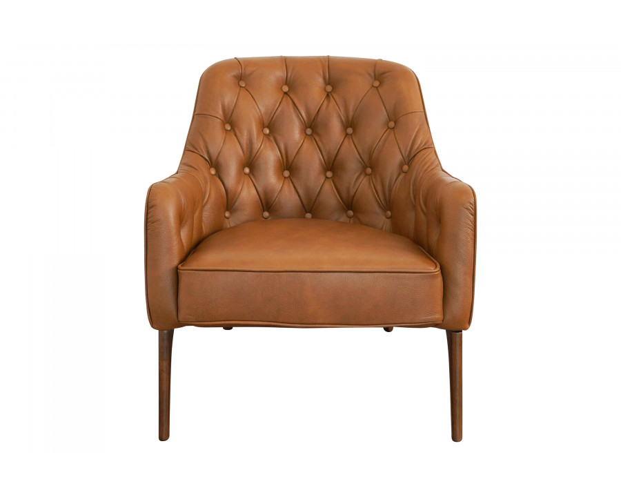 Ashcroft - Joshua Tufted Leather Lounge Chair in Tan