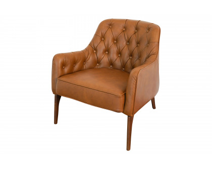 Ashcroft - Joshua Tufted Leather Lounge Chair in Tan