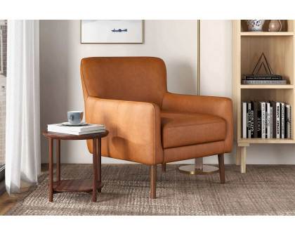 Ashcroft - Claire Genuine Leather Lounge Chair in Tan