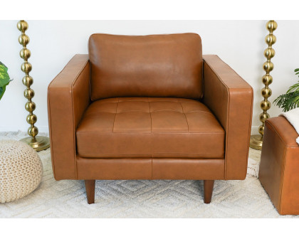 Ashcroft Catherine Leather Lounge Chair - Tan