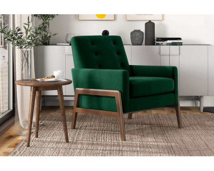 Ashcroft™ Cole Solid Wood Velvet Lounge Chair - Green