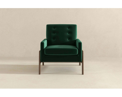 Ashcroft™ Cole Solid Wood Velvet Lounge Chair - Green