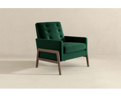 Ashcroft™ Cole Solid Wood Velvet Lounge Chair - Green