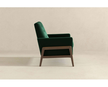 Ashcroft™ Cole Solid Wood Velvet Lounge Chair - Green