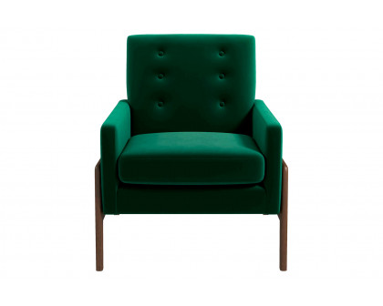 Ashcroft™ Cole Solid Wood Velvet Lounge Chair - Green