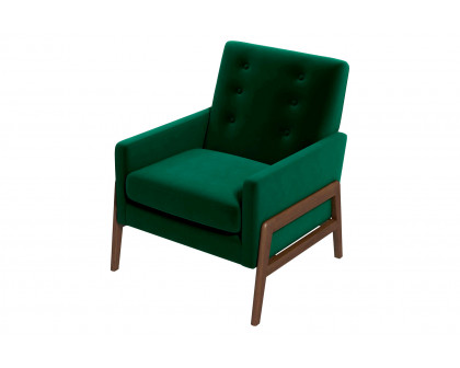 Ashcroft™ Cole Solid Wood Velvet Lounge Chair - Green