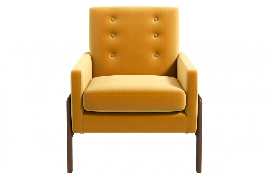 Ashcroft™ Cole Solid Wood Velvet Lounge Chair - Dark Yellow