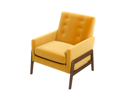 Ashcroft™ Cole Solid Wood Velvet Lounge Chair - Dark Yellow