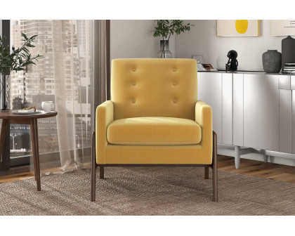 Ashcroft™ Cole Solid Wood Velvet Lounge Chair - Dark Yellow