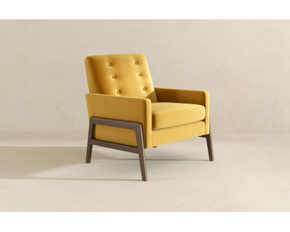 Ashcroft™ Cole Solid Wood Velvet Lounge Chair - Dark Yellow