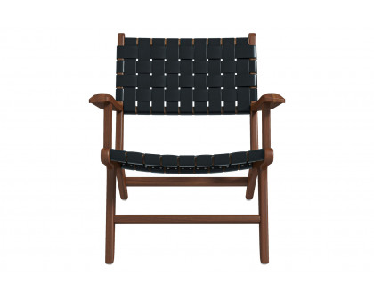 Ashcroft - Melody Strap Leather Teak Wood Lounge Chair