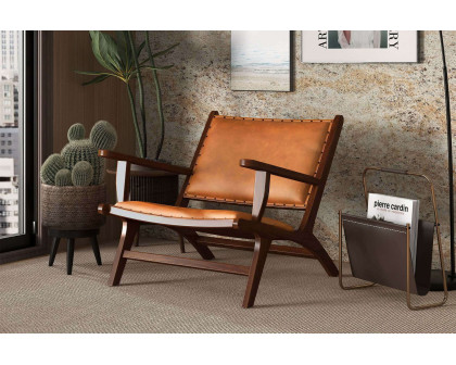 Ashcroft - Daniel Leather Arm Chair in Tan