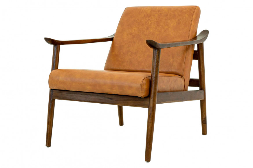 Ashcroft™ Brandon Leather Lounge Chair - Antique Tan