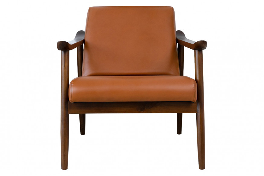 Ashcroft™ Brandon Leather Lounge Chair - Solid Dark Tan