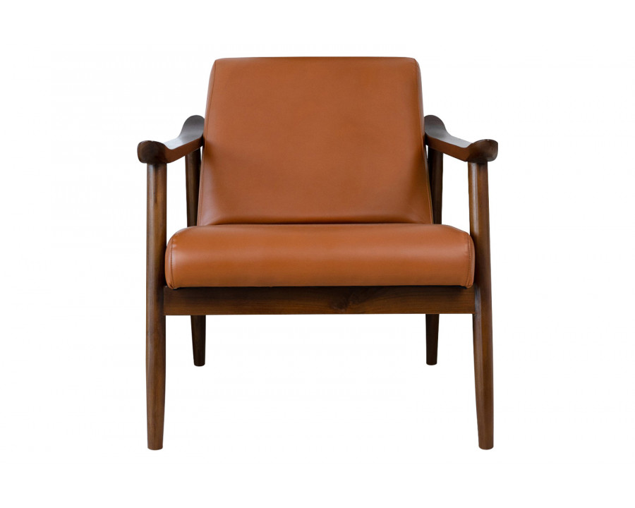 Ashcroft Brandon Leather Lounge Chair - Solid Dark Tan