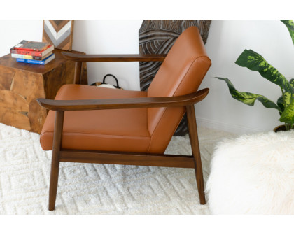 Ashcroft™ Brandon Leather Lounge Chair - Solid Dark Tan