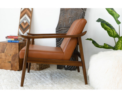 Ashcroft™ Brandon Leather Lounge Chair - Solid Dark Tan