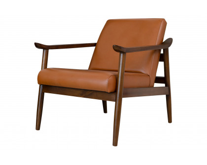 Ashcroft™ Brandon Leather Lounge Chair - Solid Dark Tan