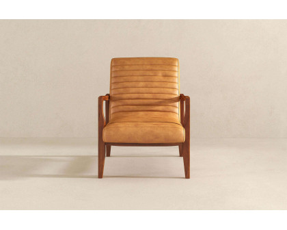 Ashcroft™ Micah Genuine Leather Accent Chair - Tan