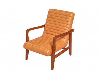 Ashcroft™ Micah Genuine Leather Accent Chair - Tan