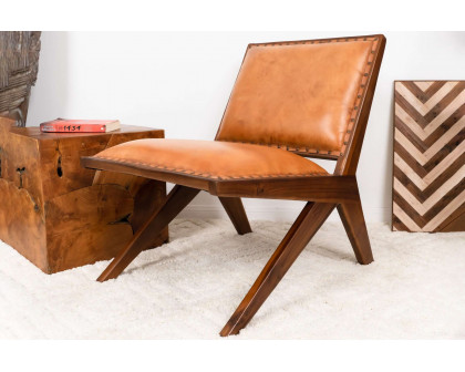 Ashcroft - Colin Leather Lounge Chair in Tan