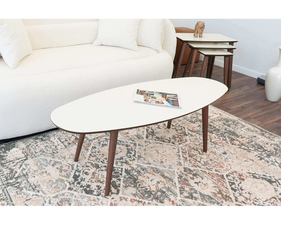 Ashcroft Carsen Oval Center Table - White